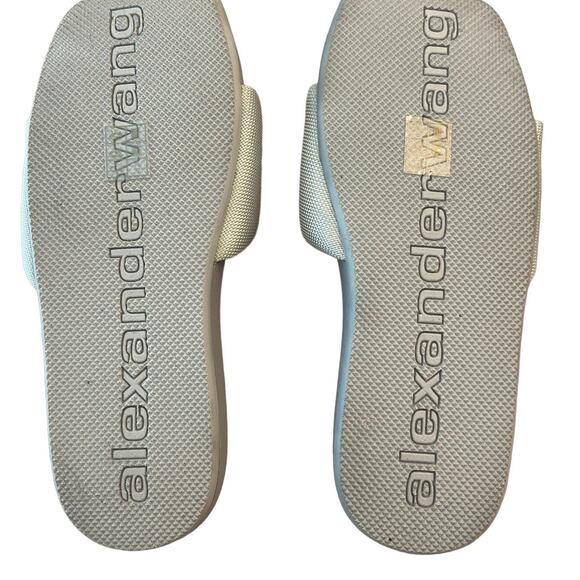 Alexander Wang Logo Designer Pool Slide Sandals Square Toe Pale Mint Size 37 - Picture 12 of 15